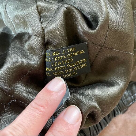 Port Authority Men’s Dark Brown Leather Bomber Jacket Size L with Java Logo - Picture 9 of 12